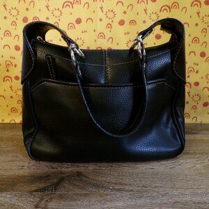 JONES NEW YORK Women's Black Purse Shoulder Bag with Chrome Ring Accents